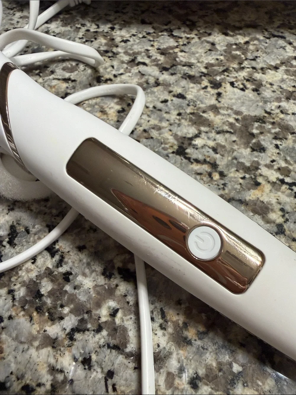 Gold Barrel Hair Styling Wand with White Handle